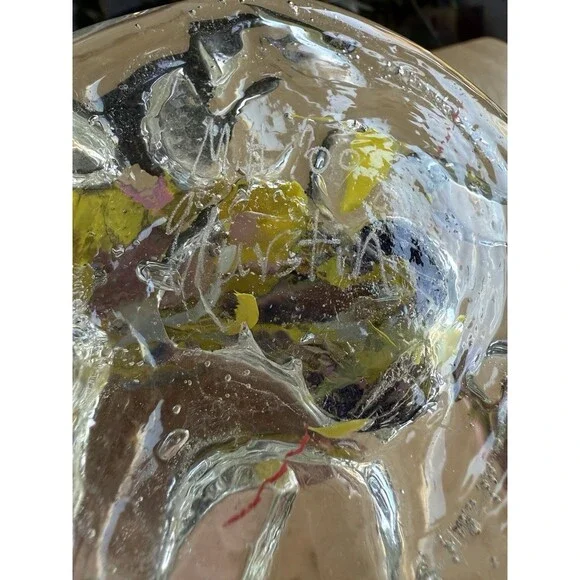 Hand Blown Art Glass Elephant Figurine Paperweight Signed By Artist - Picture 12 of 12